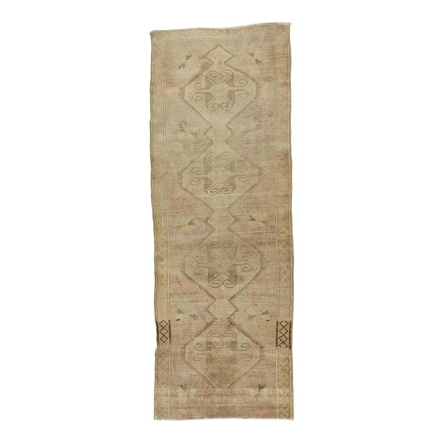 Vintage Washed Out Turkish Runner Rug - 4′3″ × 11′9″ For Sale