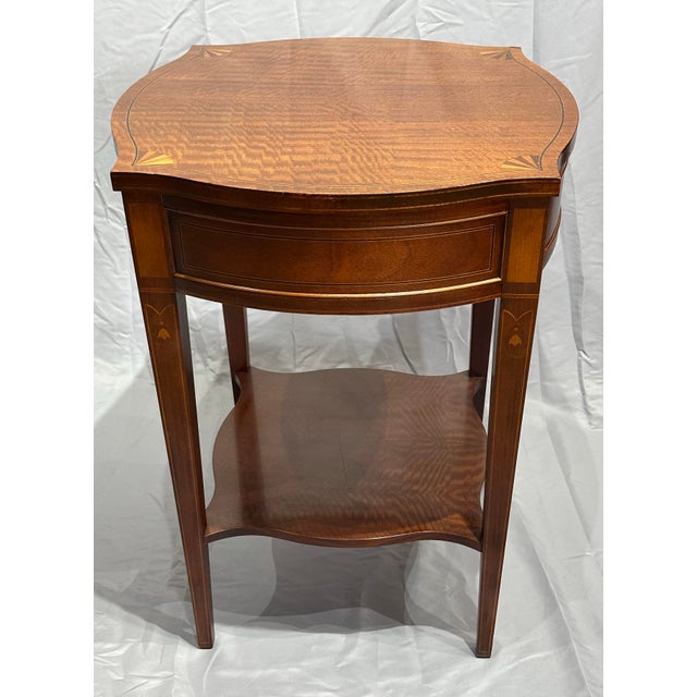 Baker Furniture Company Mahogany Side Table With Satinwood Inlay by Baker, Historic Charleston Collection For Sale - Image 4 of 11