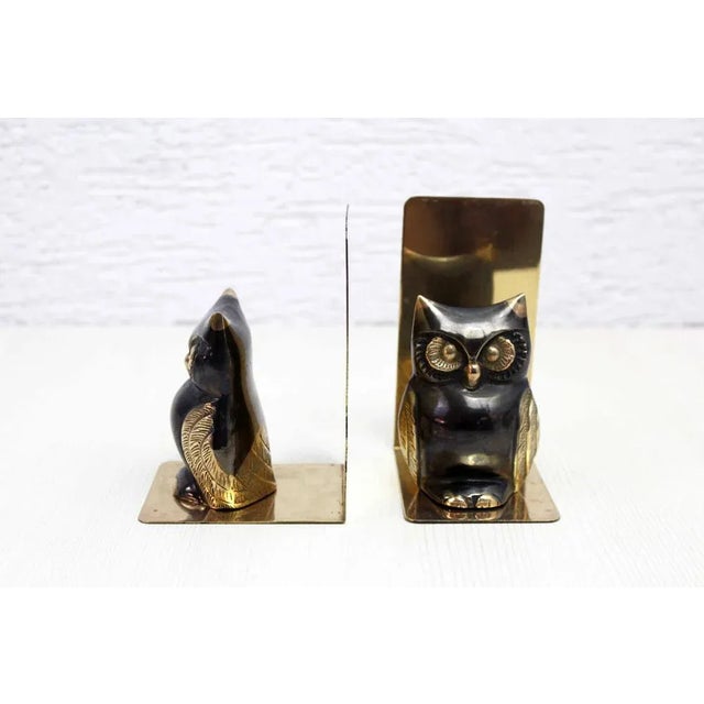 Metal Mid-Century Brass Owl Bookends, Set of 2 For Sale - Image 7 of 13