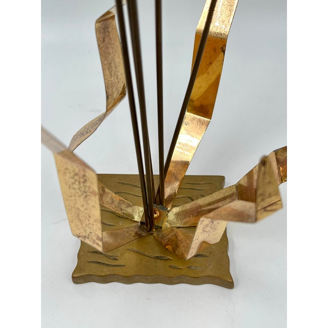 Curtis Jere Mid-Century Modern Brutalist Curtis Jere Style Brass Cattails Sculpture For Sale - Image 4 of 8