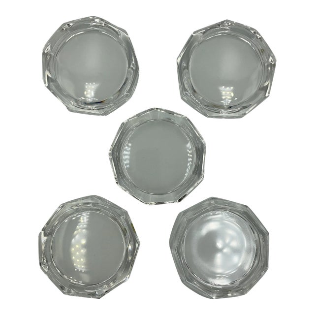 Vintage Nonagon-Shaped German Crystal Coasters - Set of 5 For Sale