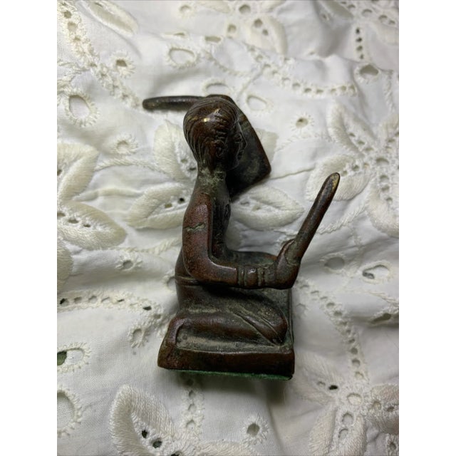 Figurative Vintage Asian Bronze Drummer Figure Folk Art Figurine For Sale - Image 3 of 8