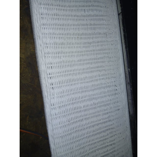 White Vintage Boho Chic Coastal White Wicker Console Table With Lattice & Bead Detail For Sale - Image 8 of 10