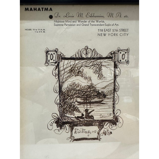 Abstract Louis Michel Eilshemius Signed Ink Drawing “Waiting” on Artist Letterhead For Sale - Image 3 of 6