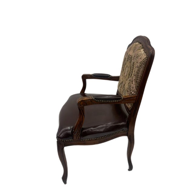 Brown Ann Queen Style Needlepoint Arm Chairs For Sale - Image 8 of 8