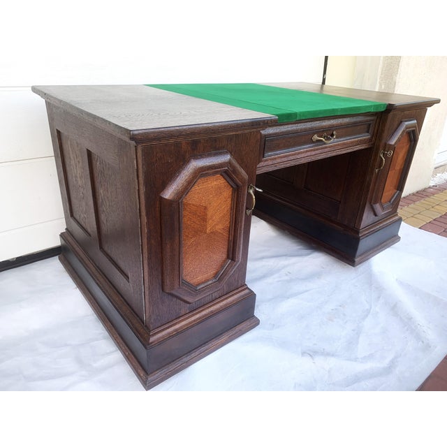 Neo-Renaissance Style Oak Executive Desk, 1930s For Sale - Image 4 of 18