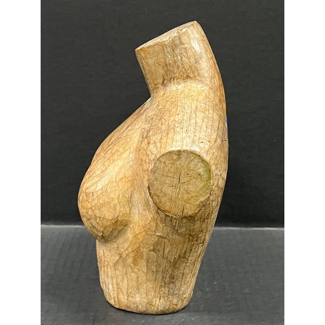Late 20th Century Carved Wood Solid Female Torso Sculpture #K58 For Sale - Image 4 of 9