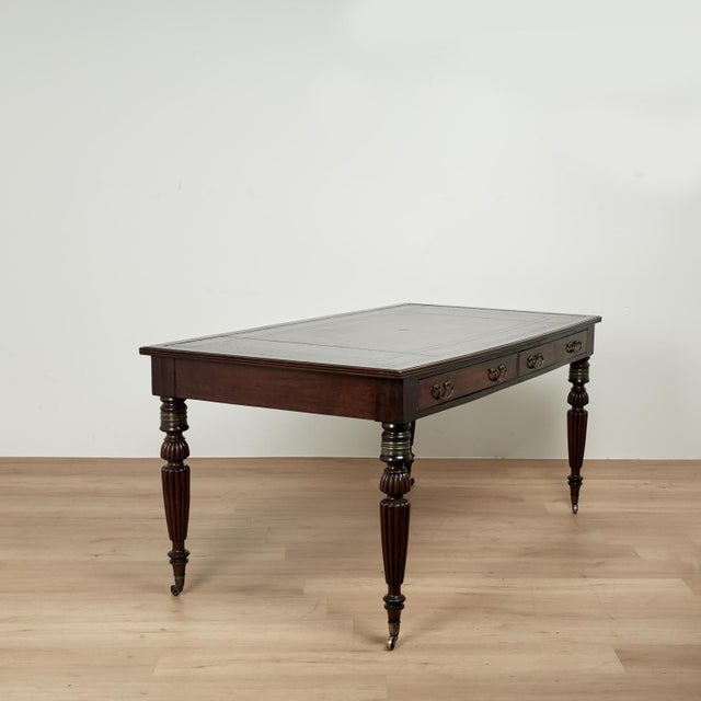 Antique English William IV Leather Top Library Table or Desk For Sale - Image 10 of 13