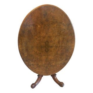 Antique Victorian Burr Walnut Carved Centre Table, 1860 For Sale