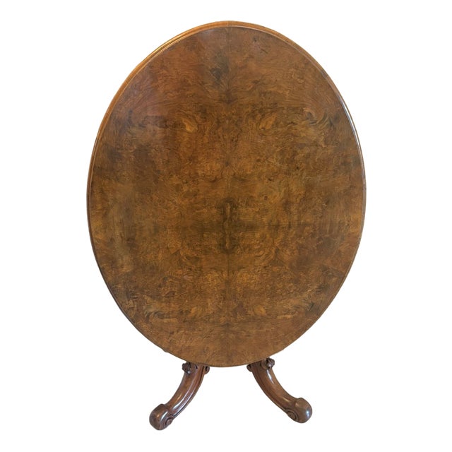 Antique Victorian Burr Walnut Carved Centre Table, 1860 For Sale