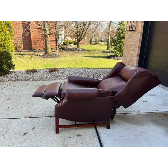 1970s Vintage Lane Acclaim Leather Wingback Chair Recliner For Sale - Image 9 of 13