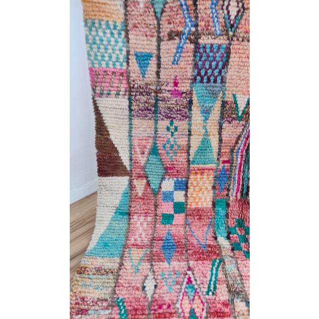 Contemporary Rose Clay Patchwork Wool Moroccan Rug For Sale - Image 4 of 18