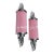 Vintage Skyscraper Art Deco Light Old Lamp Wall Sconces Fixture Nickel Brass & Pink Glass Rod Ship Light - Pair For Sale