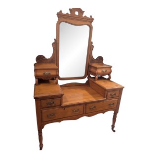 English Victorian Satin Walnut Dressing Table For Sale