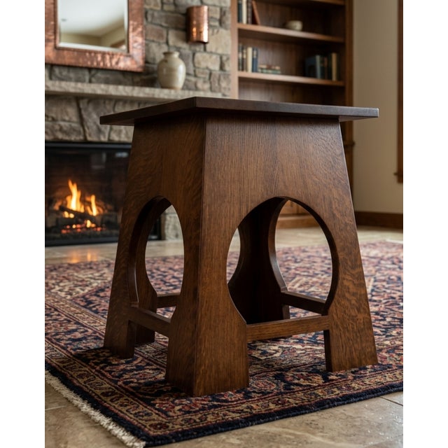 Brown Arts and Crafts / Mission Style Taboret End Table For Sale - Image 8 of 10