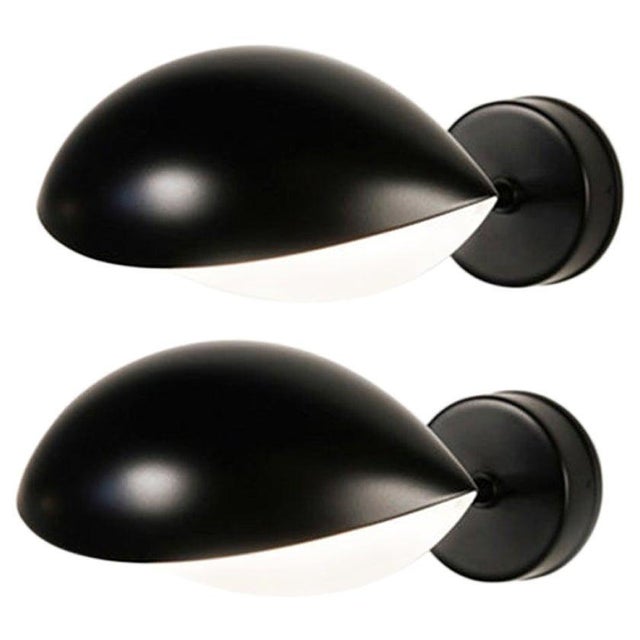 Metal Mid-Century Modern Black Eye Sconce Wall Lamps from Serge Mouille, Set of 2 For Sale - Image 7 of 7