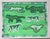 Painting of Tigers and Leopards in motion, shades of green and white on a textured background. Contemporary animal safari...