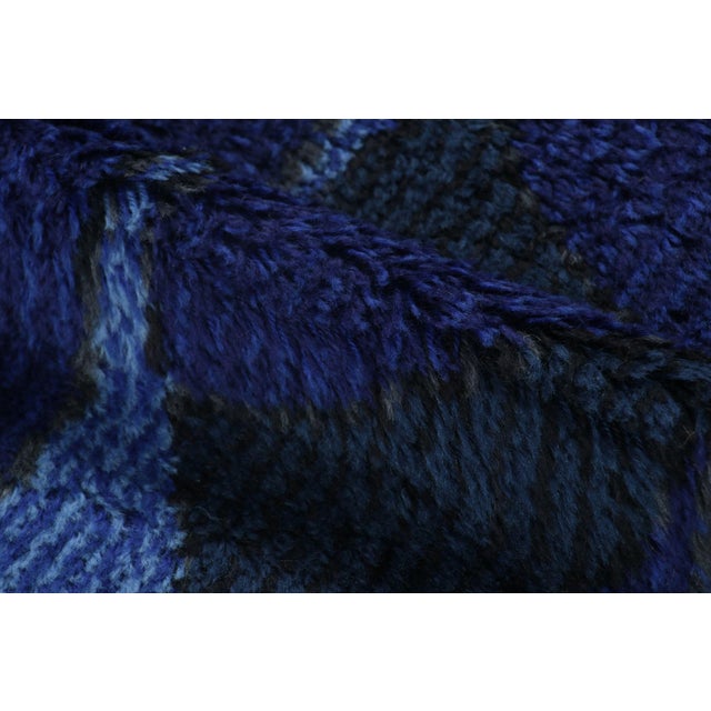 Vintage Swedish Rya Rug With Blue and Charcoal Geometric Pattern - Rug & Kilim For Sale In New York - Image 6 of 8