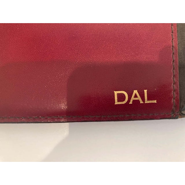 Burgundy Vintage Leather Stitched Padfolio Bond Street Italy For Sale - Image 8 of 12