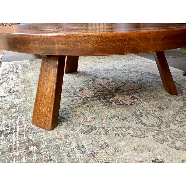 Brutalist Oak Coffee Table, 1970, in Very Good conditions. Designed 1970 to 1979