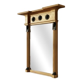 Regency Revival Egyptian Giltwood and Bronze Pier Mirror, 1930 For Sale