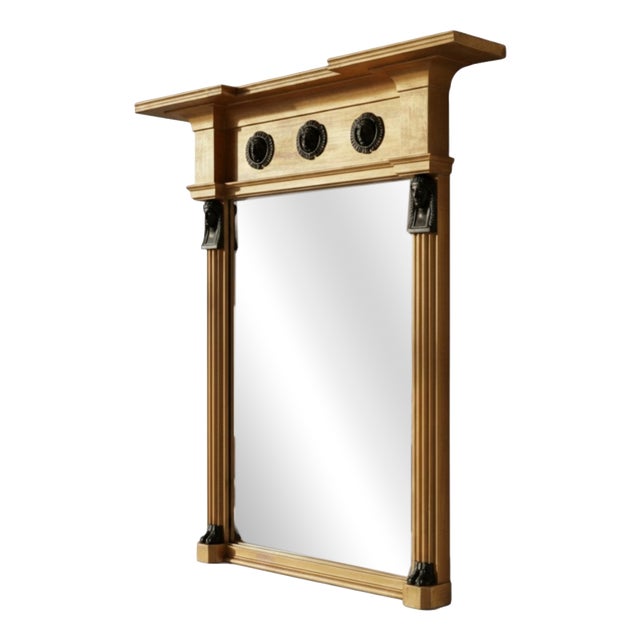 Regency Revival Egyptian Giltwood and Bronze Pier Mirror, 1930 For Sale