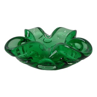 Green Sommerso Murano Glass Ashtray, Italy, 1960s For Sale