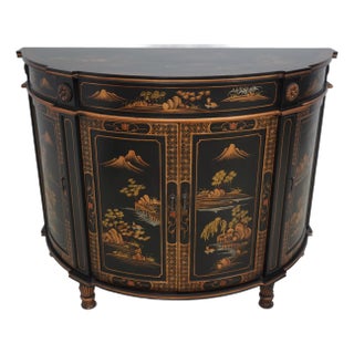 Chinoiserie Decorated 4 Door Commode Cabinet For Sale