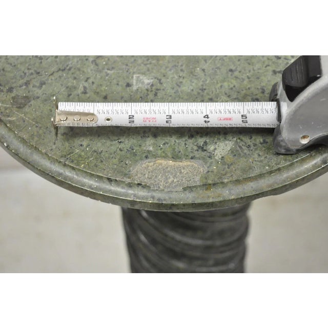 Stone Antique Italian Classical Style Green Marble Spiral Carved Round Pedestal Plant Stand For Sale - Image 7 of 12