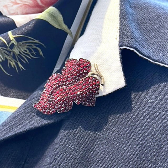 This spectacular brooch embodies the rich tradition of Bohemian garnet jewelry, sourced from the region of Bohemia, now...
