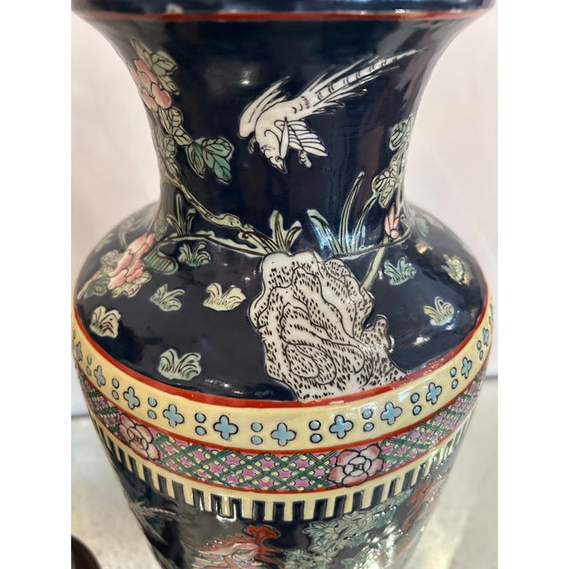 1950s Monumental Chinoiserie Famille Noir Style Pair of Table Lamps by Frederick Cooper - a Pair For Sale - Image 17 of 18