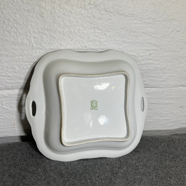 Ceramic Antique Noritake Hand Painted Porcelain Handled Trinket/Serving Bowl For Sale - Image 7 of 9