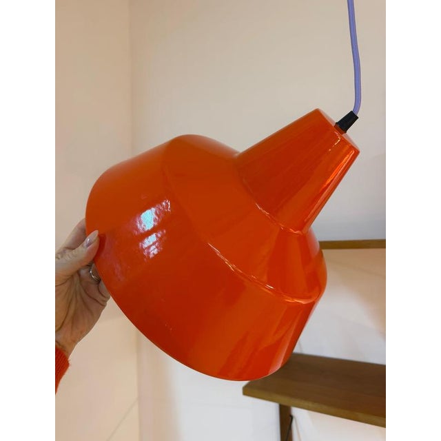 A rare highlight of Scandinavian industrial design: This restored original Louis Poulsen pendant lamp captivates with its...