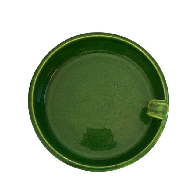 Mid-Century Modern Aldo Londi for Bitossi Large Green Ashtray With Silver Moorish Arches For Sale - Image 3 of 7