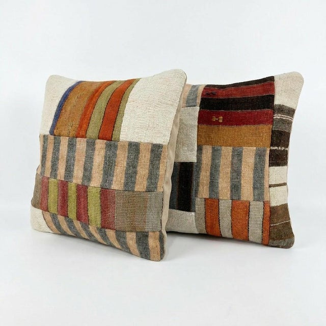 This beautiful 19'' X 20'' pillow cover set was made from authentic Turkish Kilim pieces. Bright colors of wool adorn the...