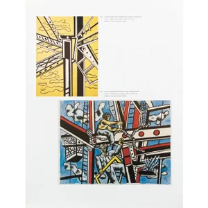 1990 After F. Leger "Builders on a Blue Background" and "Mechanical Elements in Space", Full-Color Parisian Print