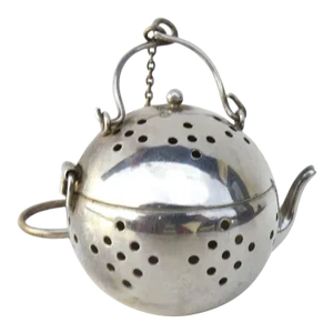 Silverplate Tea Strainer with Gold Wash Interior Tea Ball