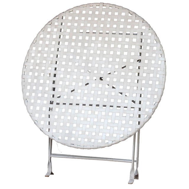 Metal Antique Folding Garden Table W/Iron Lattice Top For Sale - Image 7 of 8