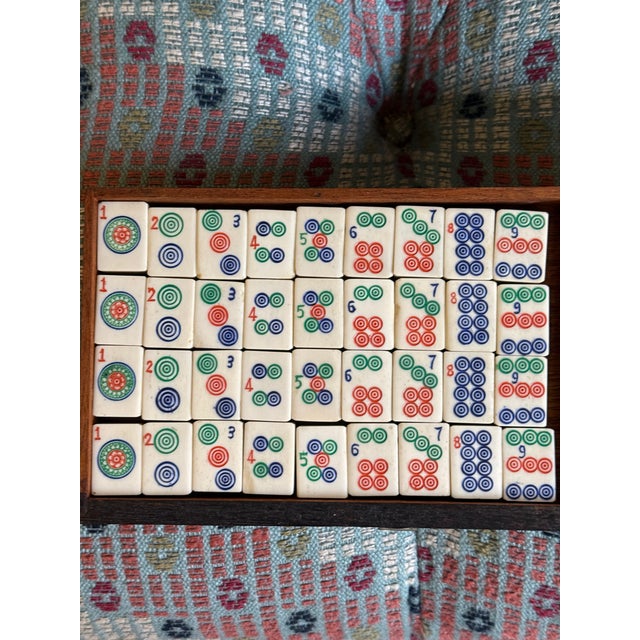 Wood Antique Mah Jong Box With All Original Pieces For Sale - Image 7 of 8