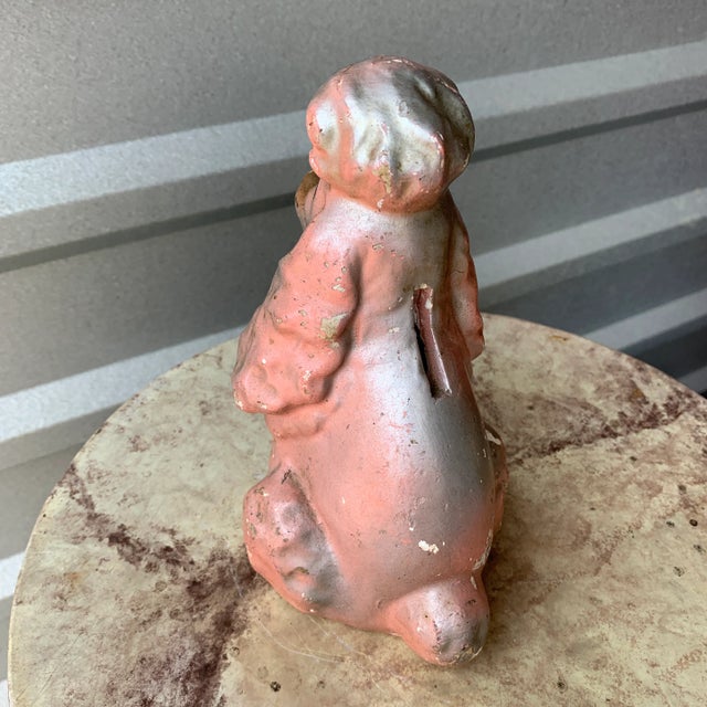 1950s Mid-Century Pink Chalkware Dog Coin Bank For Sale - Image 5 of 9