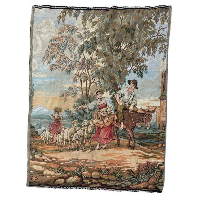 Vintage French Aubusson Style Jacquard Tapestry, 1980s For Sale - Image 14 of 14
