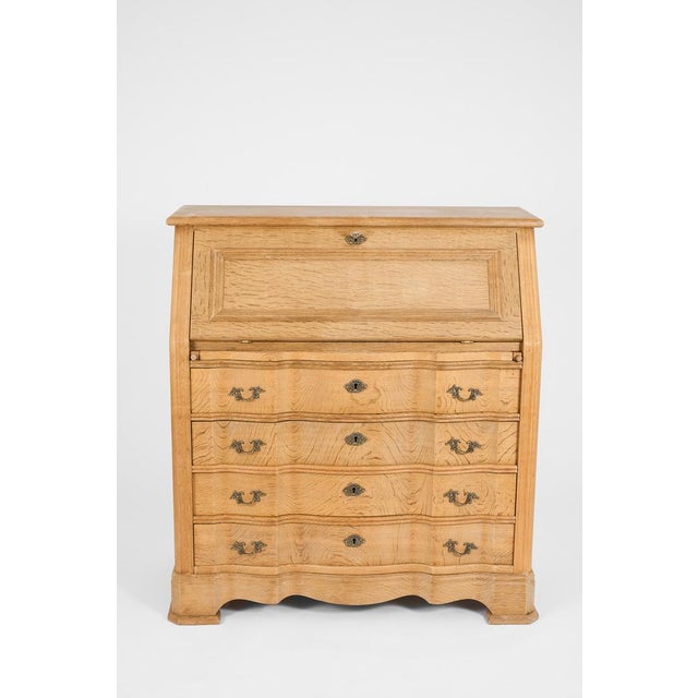 Danish Oak Bureau with Metal Handles, Early 20th Century For Sale - Image 10 of 10