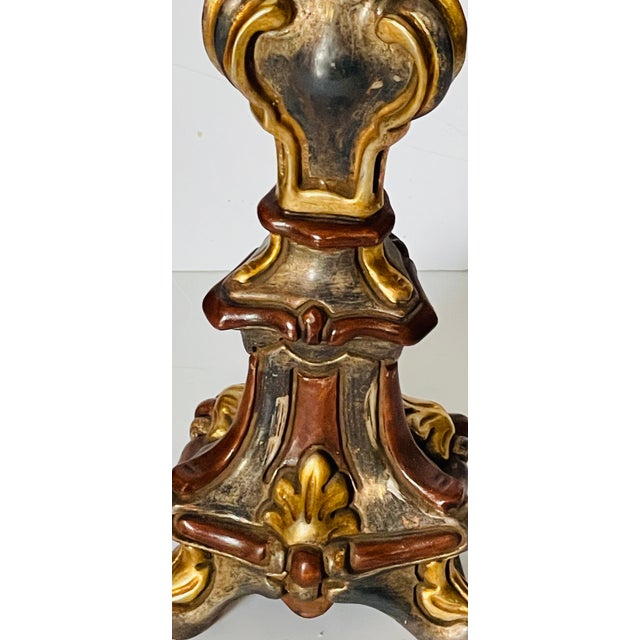 Italian 1950s Gorgeous Large Sez Shell Globe on Italian Gold Wood Pricket Stand For Sale - Image 3 of 6