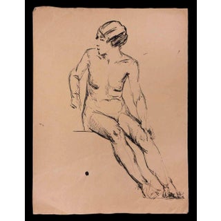 After Paul Grain, Nude of Woman, Original Ink Drawing, Mid-20th Century For Sale