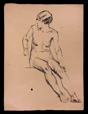 After Paul Grain, Nude of Woman, Original Ink Drawing, Mid-20th Century