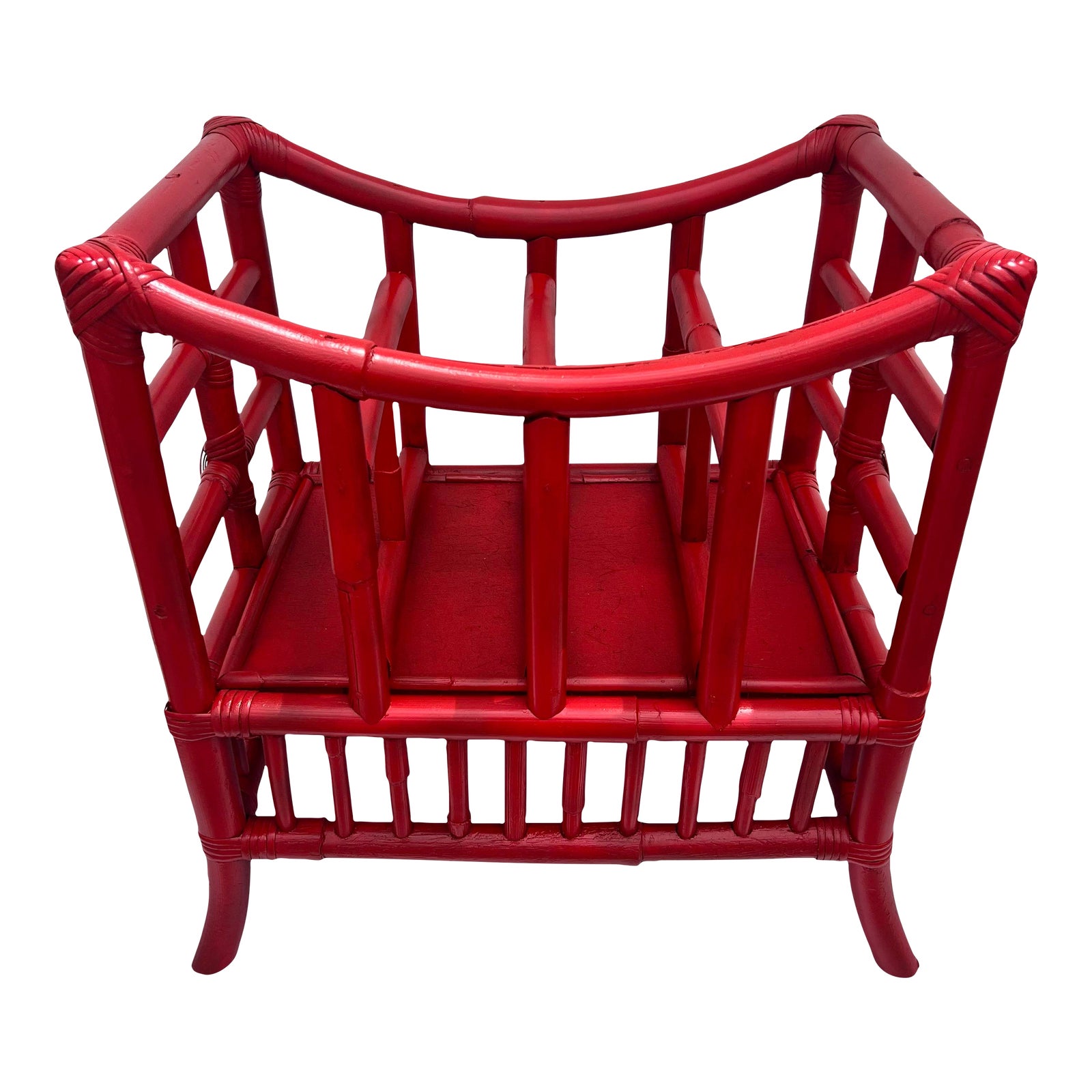 Late 20th Century Vintage Hollywood Regency Newly Painted Red Bamboo ...