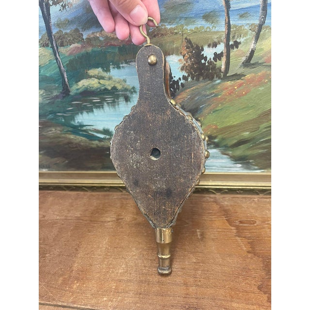 Wood Vintage Mid Century Modern Wooden Fireplace Bellows With the Word Sealyham For Sale - Image 7 of 8