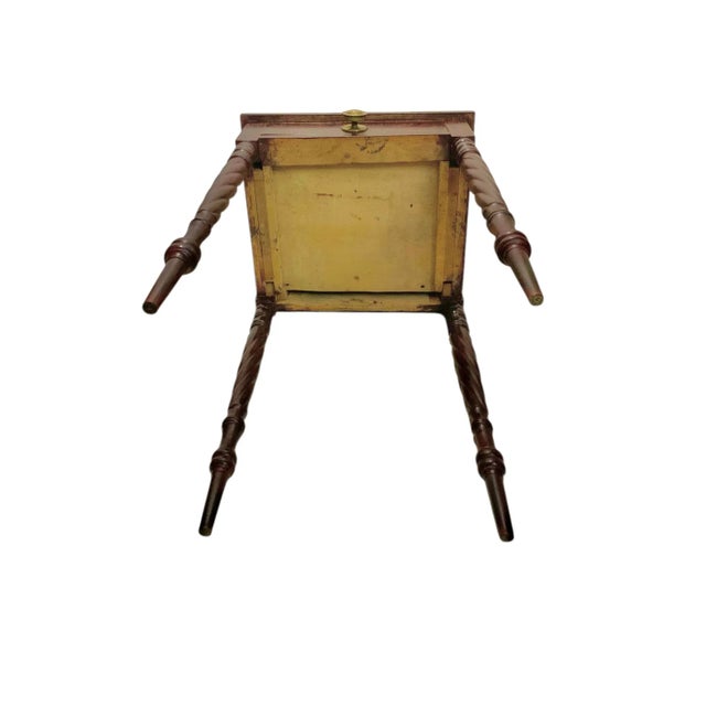 Late 20th Century Mahogany One-Drawer Side Table With Spindle Leg and Brass Handle For Sale - Image 9 of 11