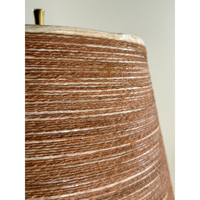 Mid Century Modern Stiffel Brass Table Lamp With Fiberglass String Shade Starburst Base For Sale - Image 9 of 11