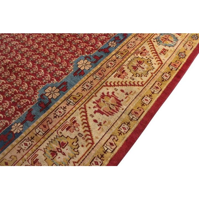 1920s Antique Oushak Rug in Crimson and Blue With Grand Medallion - Rug & Kilim For Sale - Image 5 of 7